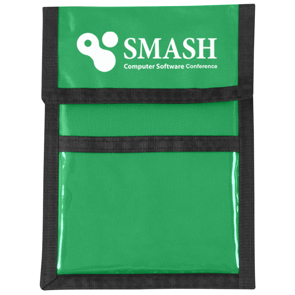 Hit Kelly Green Nylon Neck Wallet Badge Holder