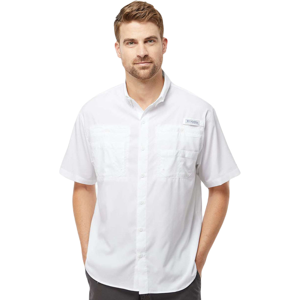 Columbia Men's White PFG Tamiami Short Sleeve Shirt