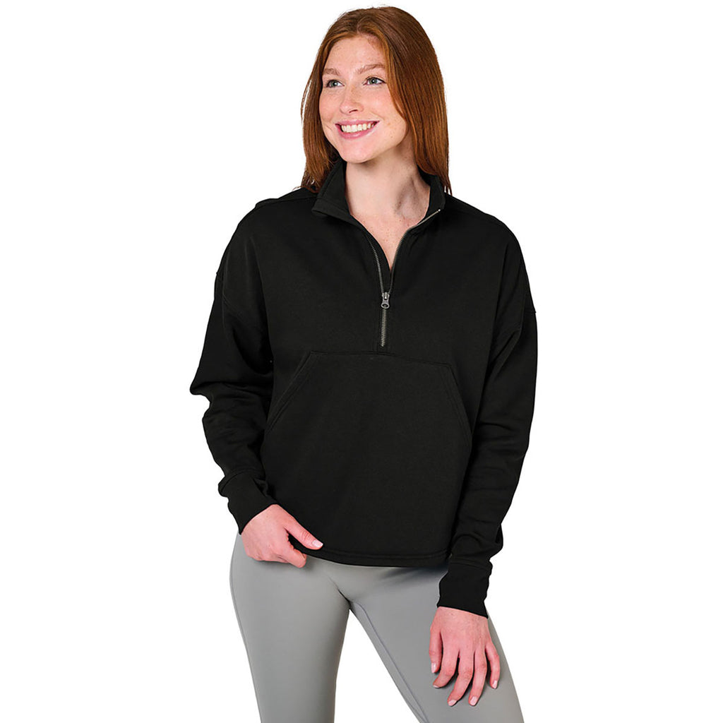 Charles River Women's Black Willow Half Zip Sweatshirt