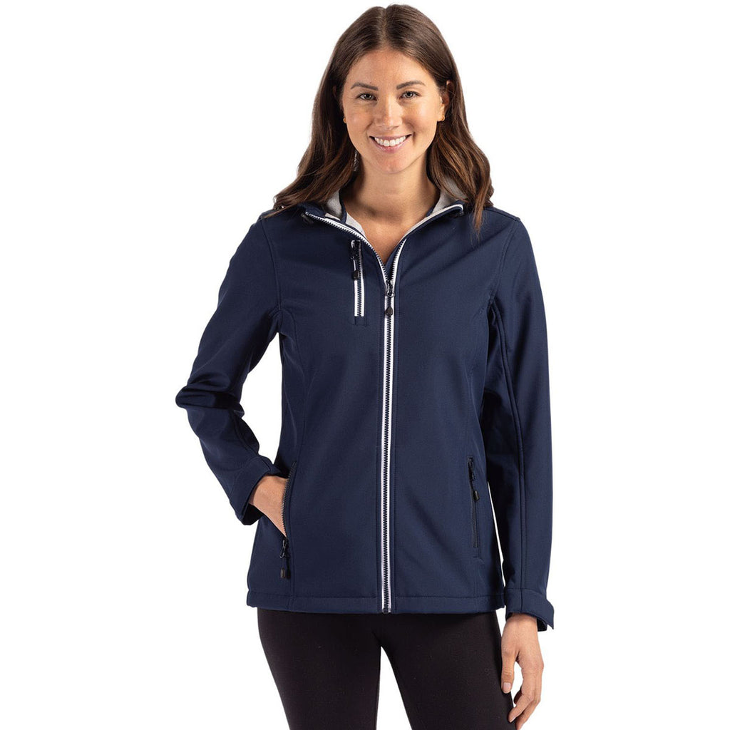 Clique Women's Dark Navy Telemark Eco Stretch Softshell Full Zip Hooded Jacket