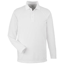 Harriton Men's White Charge Snag and Soil Protect Long Sleeve Polo