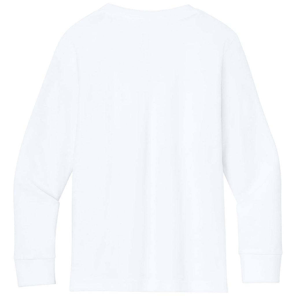 Next Level Youth White Cotton Long Sleeve Tee