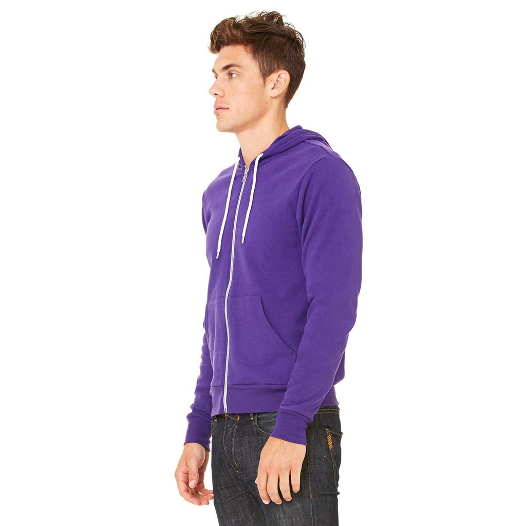 Bella + Canvas Unisex Team Purple Sponge Fleece Full-Zip Hoodie