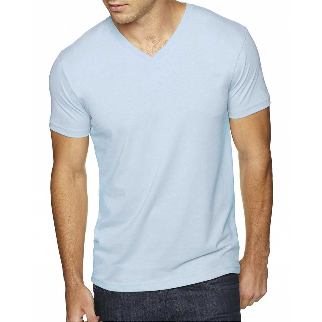 Next Level Men's Light Blue Premium Fitted Sueded V-Neck Tee