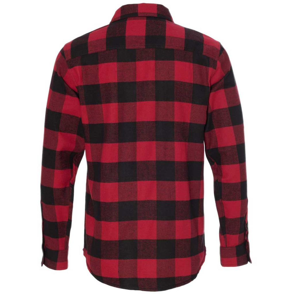 Burnside Men's Red/Black Buffalo Yarn-Dyed Long Sleeve Flannel Shirt