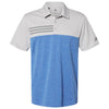 Adidas Men's Grey Two Heather/Collegiate Royal Heather Heathered Colorblock 3-Stripes Sport Shirt