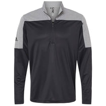 adidas Men's Black/Grey Three Melange Lightweight Quarter Zip Pullover