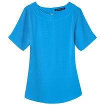 Devon & Jones Women's Ocean Blue Perfect Fit Boat-Neck Blouse