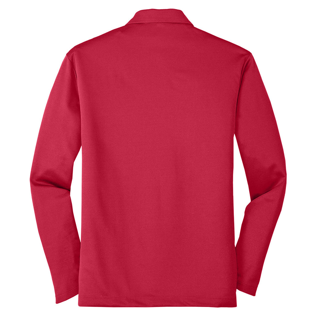 Port Authority Men's Red Silk Touch Performance Long Sleeve Polo