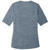 Port Authority Women's Regatta Blue/Gusty Grey Stretch Heather Open Neck Top