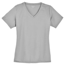 Sport-Tek Women's Silver PosiCharge RacerMesh V-Neck Tee