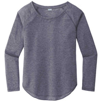 Sport-Tek Women's True Navy Heather PosiCharge Long Sleeve Tri-Blend Wicking Scoop Neck Raglan Tee
