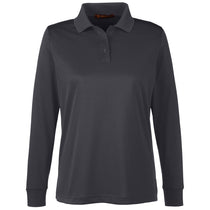 Harriton Women's Dark Charcoal Advantage Snag Protection Plus Long Sleeve Polo