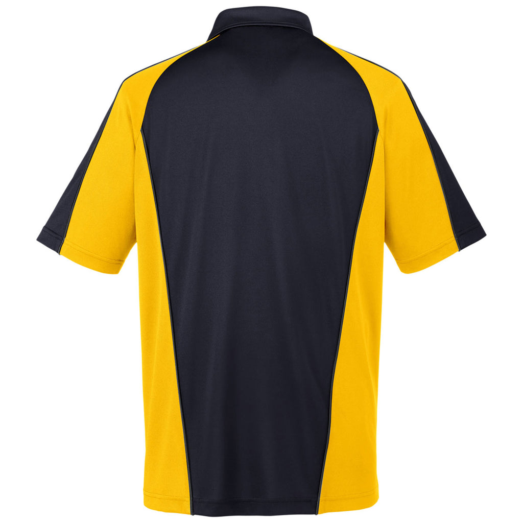 Harriton Men's Black/Sunray Yellow/Dark Charcoal Advantage Snag Protection Plus Colorblock Polo