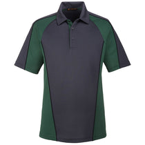 Harriton Men's Dark Charcoal/Dark Green/Black Advantage Snag Protection Plus Colorblock Polo