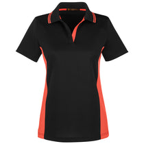 Harriton Women's Black/Team Orange Flash Snag Protection Plus Colorblock Polo