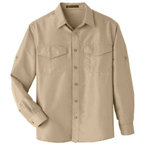 Harriton Men's Khaki Key West Long-Sleeve Performance Staff Shirt