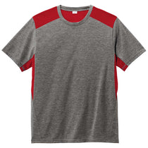 Sport-Tek Men's True Red/Dark Grey Heather PosiCharge Tri-Blend Wicking Draft Tee
