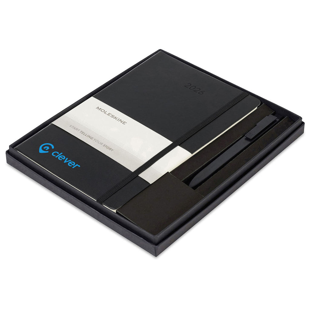 Moleskine Black Hard Cover Large 12-Month Weekly 2026 Planner and GO Pen Gift Set