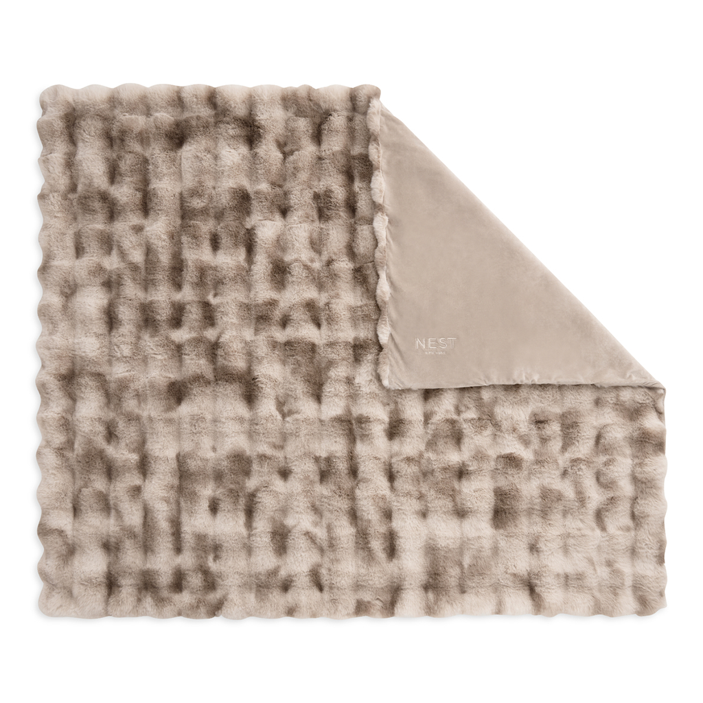 Gemline Mocha Frost Ruched Faux Fur Recycled Polyester Blanket