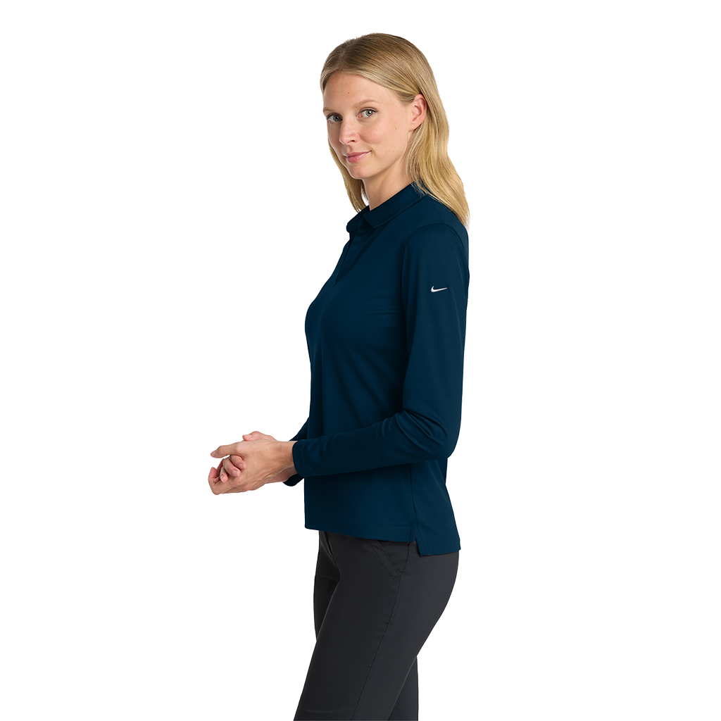 Nike Women's Navy Dri-FIT Micro Pique 2.0 Long Sleeve Polo