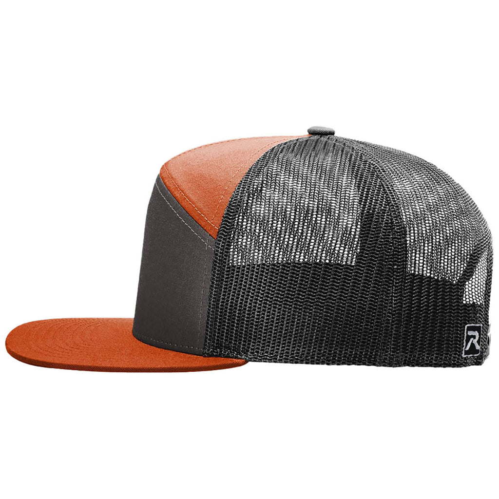 Richardson Charcoal/Burnt Orange/Black 7-Panel Trucker