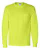 Gildan Unisex Safety Green Ultra Cotton Long-Sleeve Pocket T-Shirt