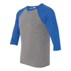 Bella + Canvas Unisex Grey/True Royal Triblend 3/4 Sleeve Baseball T-Shirt