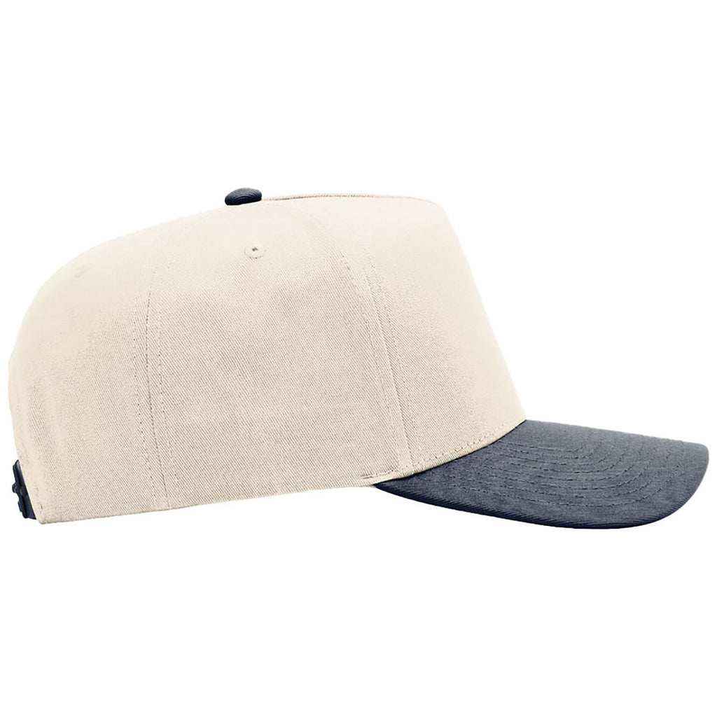 Richardson Cream/Cream/Navy Full Fabric 5-Panel Champ