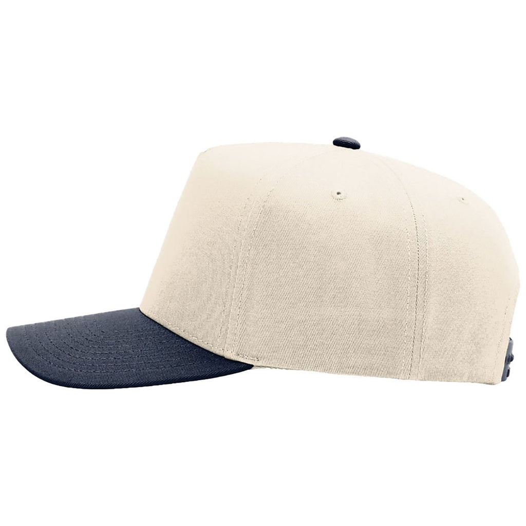 Richardson Cream/Cream/Navy Full Fabric 5-Panel Champ