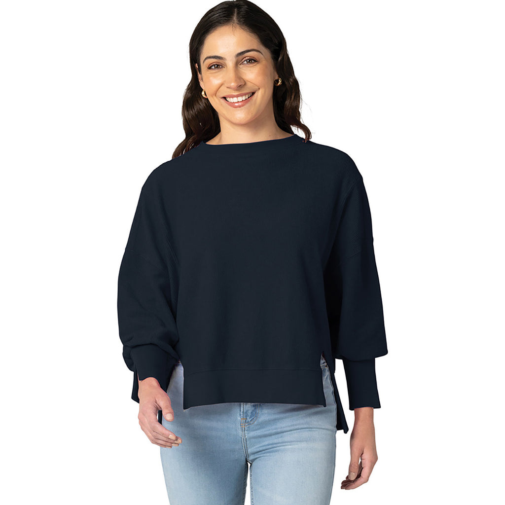 Charles River Women's Navy Camden Spliced Crew Neck Sweatshirt