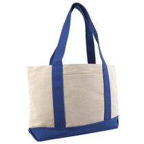Liberty Bags Natural/Royal Large Zippered Cotton Canvas Tote