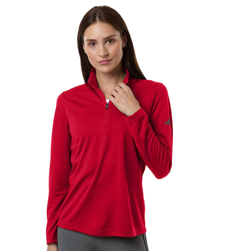 Adidas Women's Power Red Lightweight Quarter-Zip Pullover