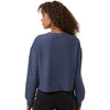 Boxercraft Women's Navy Ribbed Knit Cropped Boxy Crew