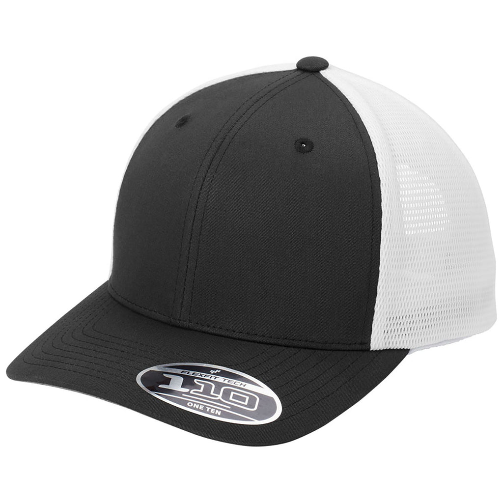 Port Authority Black/WhiteFlexfit 110 Mesh Cap