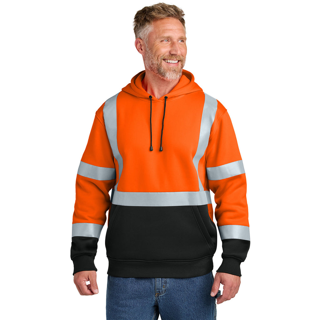 CornerStone Men's Safety Orange ANSI 107 Class 3 Heavy-Duty Fleece Pullover Hoodie