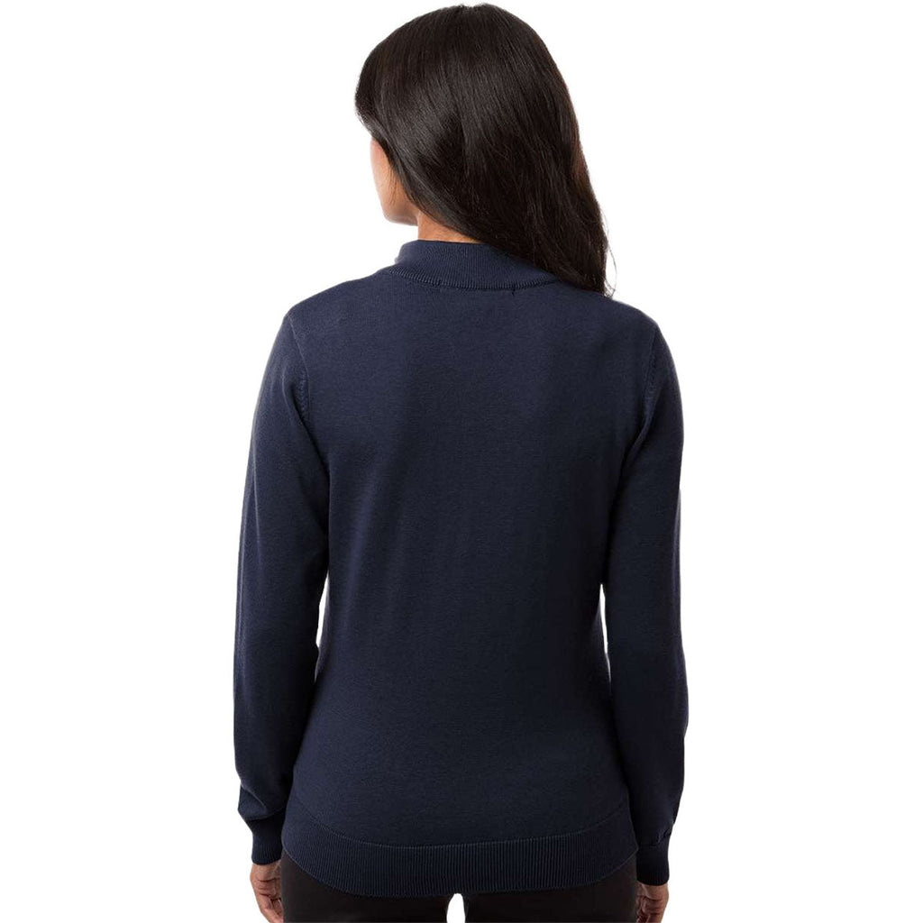 Devon & Jones Women's Navy New Classics Quarter-Zip Sweater
