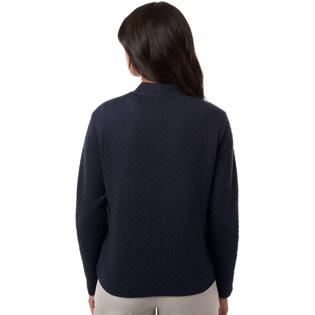 Devon & Jones Women's Navy Berkeley Textured Full-Zip Jacket