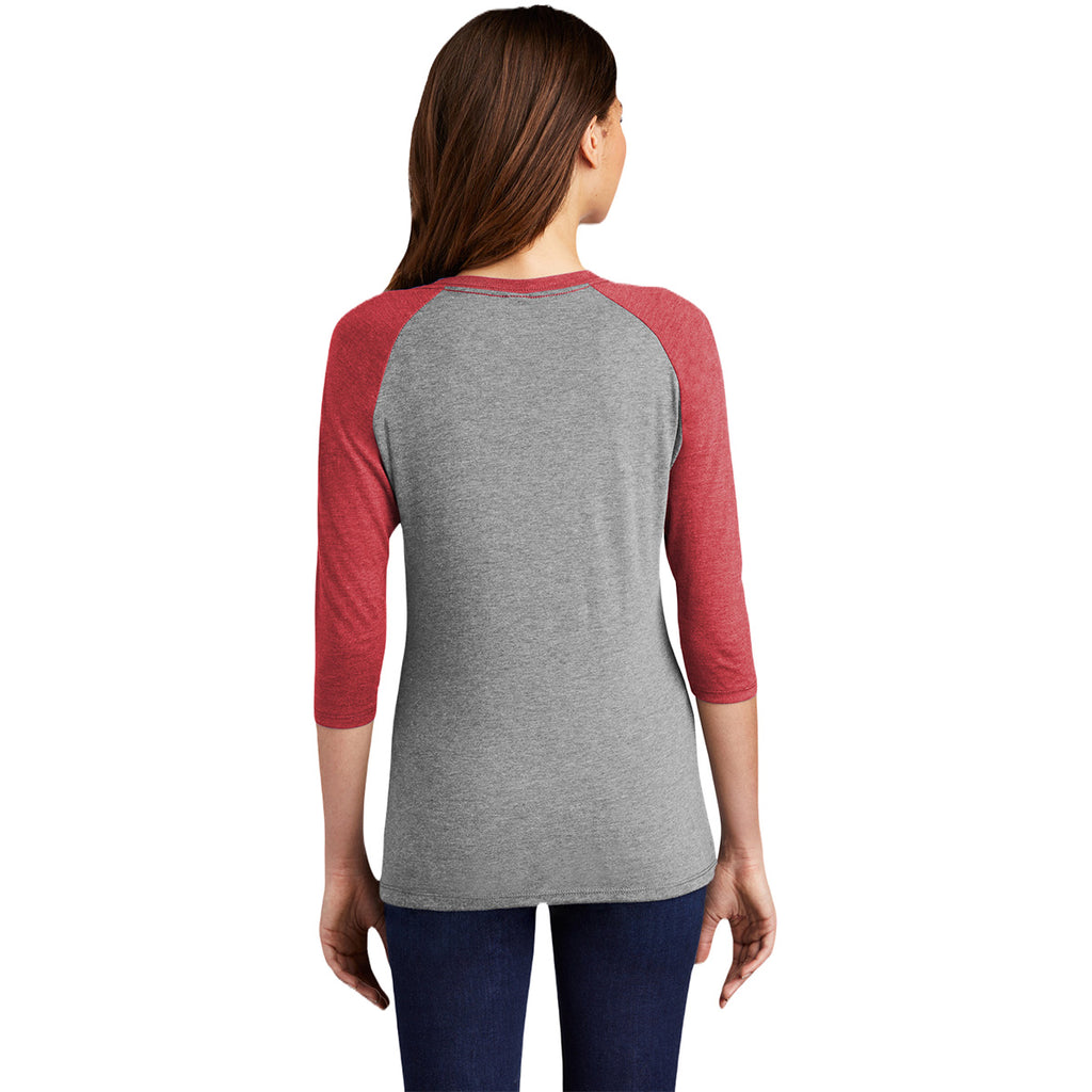 District Women's Red Frost/ Grey Frost Perfect Tri 3/4-Sleeve Raglan