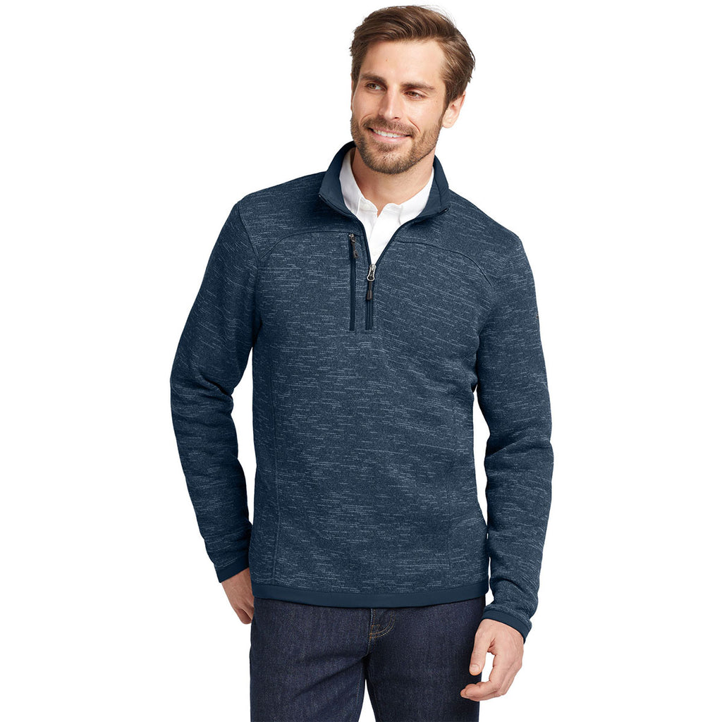 Eddie Bauer Men's River Blue Heather Sweater Fleece Quarter Zip