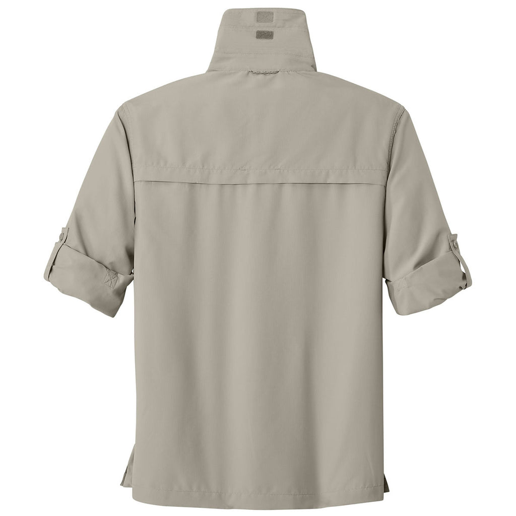 Eddie Bauer Men's Driftwood Beige L/S Performance Fishing Shirt