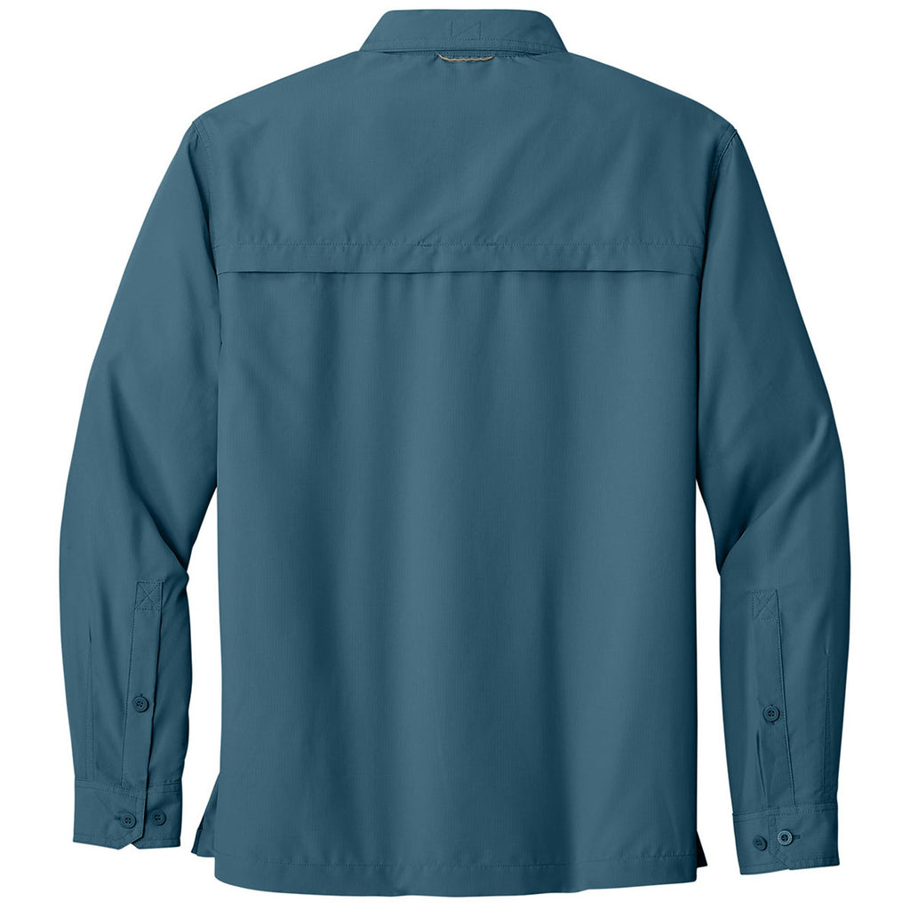 Eddie Bauer Men's Gulf Teal L/S Performance Fishing Shirt