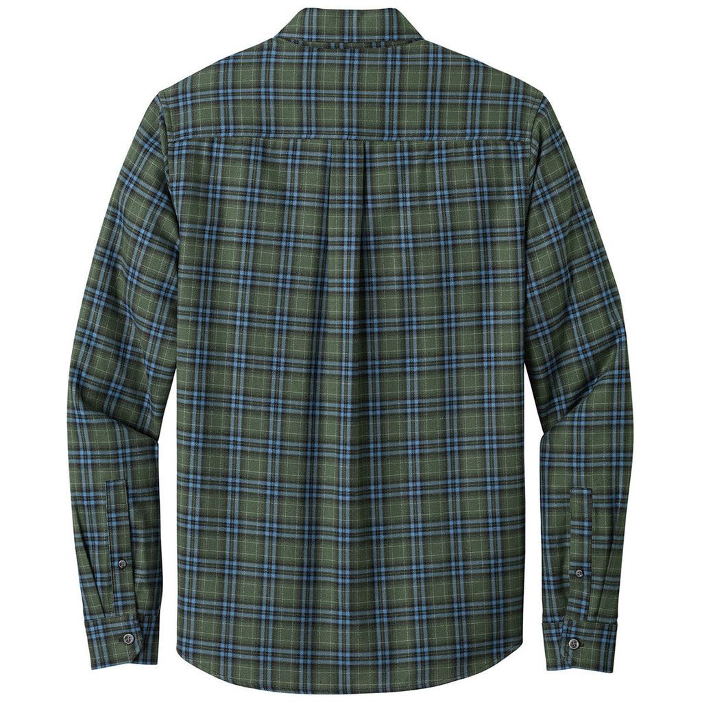 Eddie Bauer Men's Soft Olive Plaid Long Sleeve Favorite Flannel Plaid Shirt