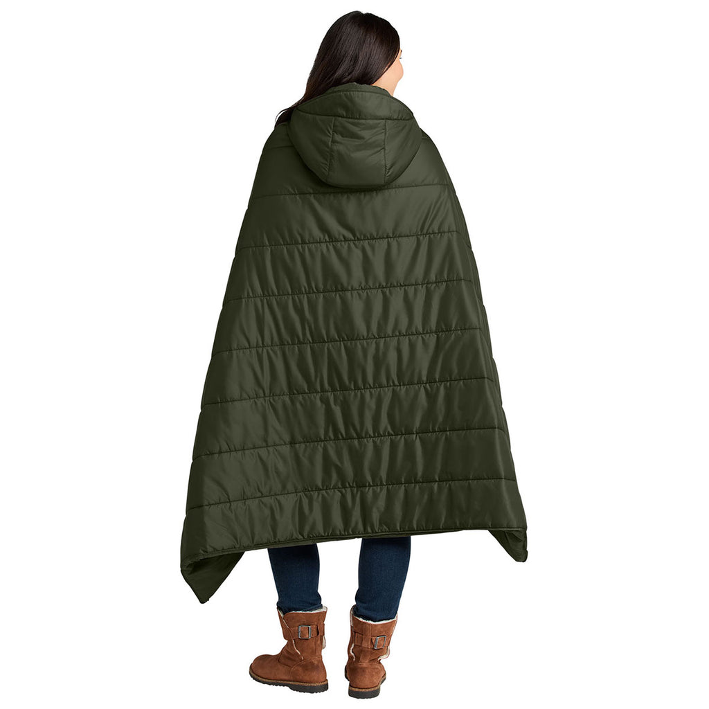Eddie Bauer Olive Green Puffy Camp Poncho