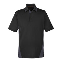 Harriton Men's Black/Dark Charcoal Flash Snag Protection Plus Colorblock Polo