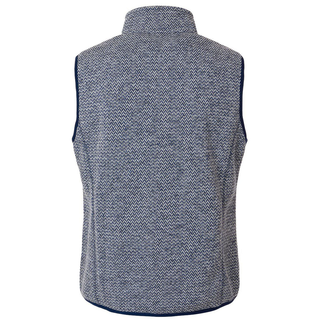 North End Women's Classic Navy/White Jasper Jacquard Fleece Vest