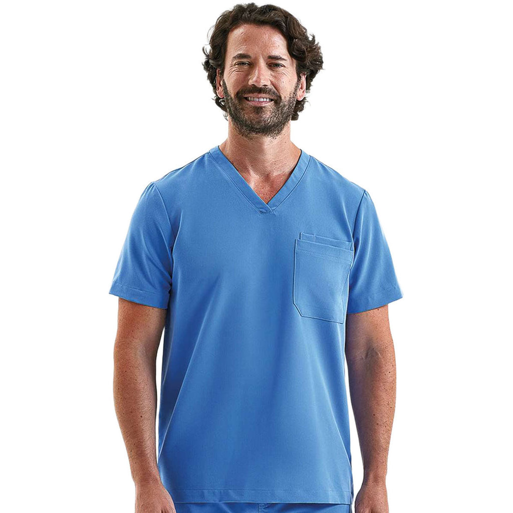 Onna Men's Ceil Blue Limitless V-Neck Stretch Scrub Top