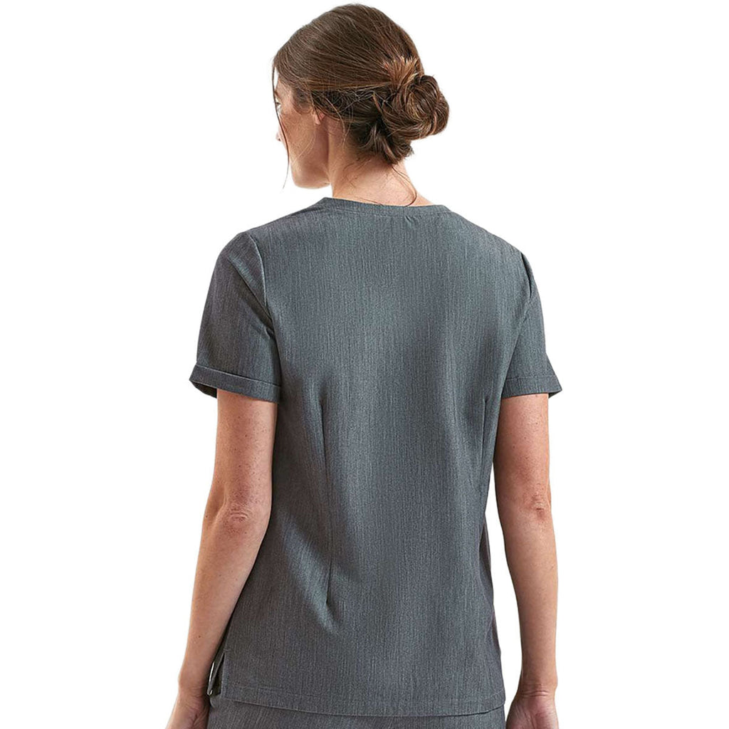 Onna Women's Dynamo Grey Invisible V-Neck Stretch Scrub Top