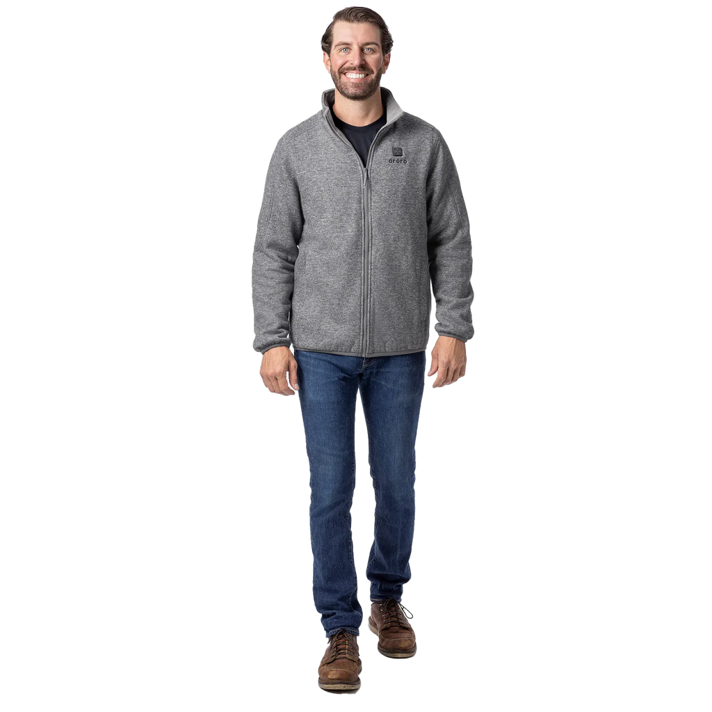 Ororo Men's Grey Heated Full-Zip Fleece Jacket