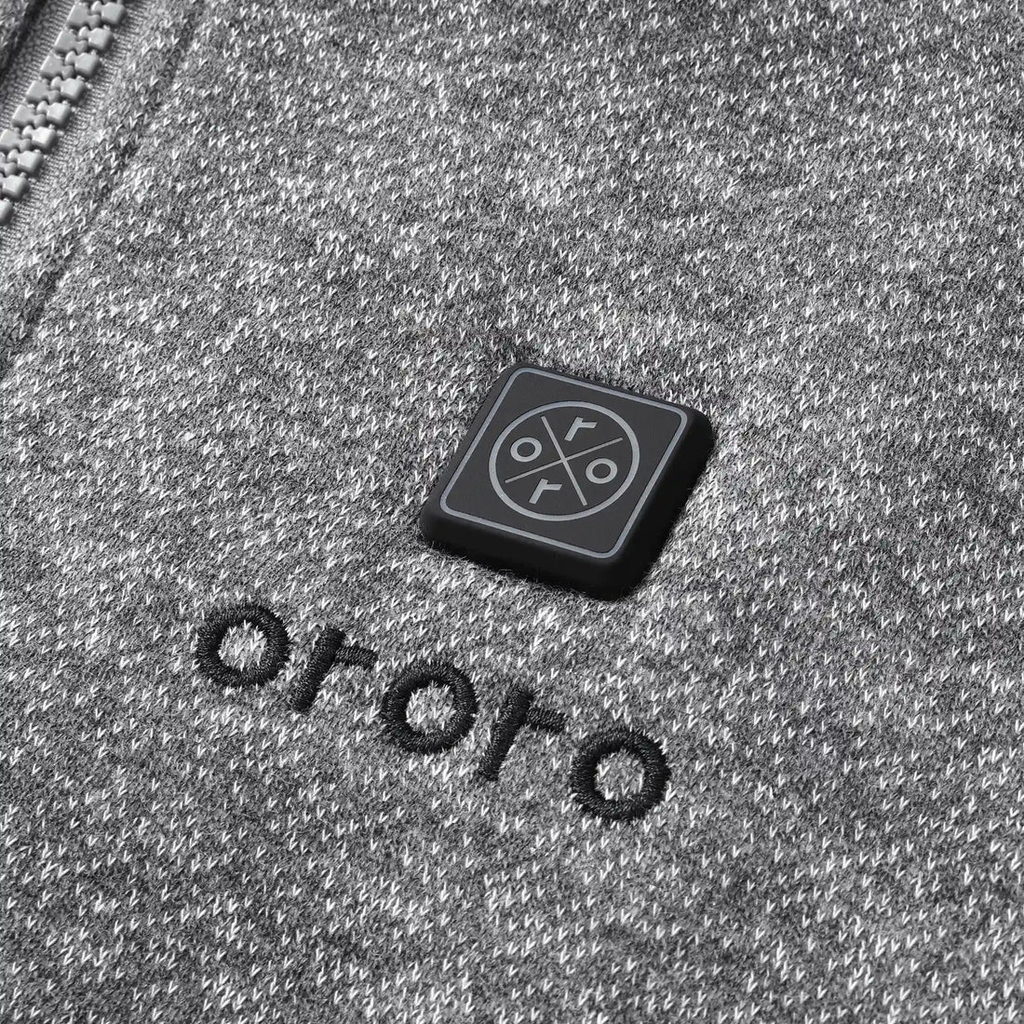 Ororo Men's Grey Heated Full-Zip Fleece Jacket